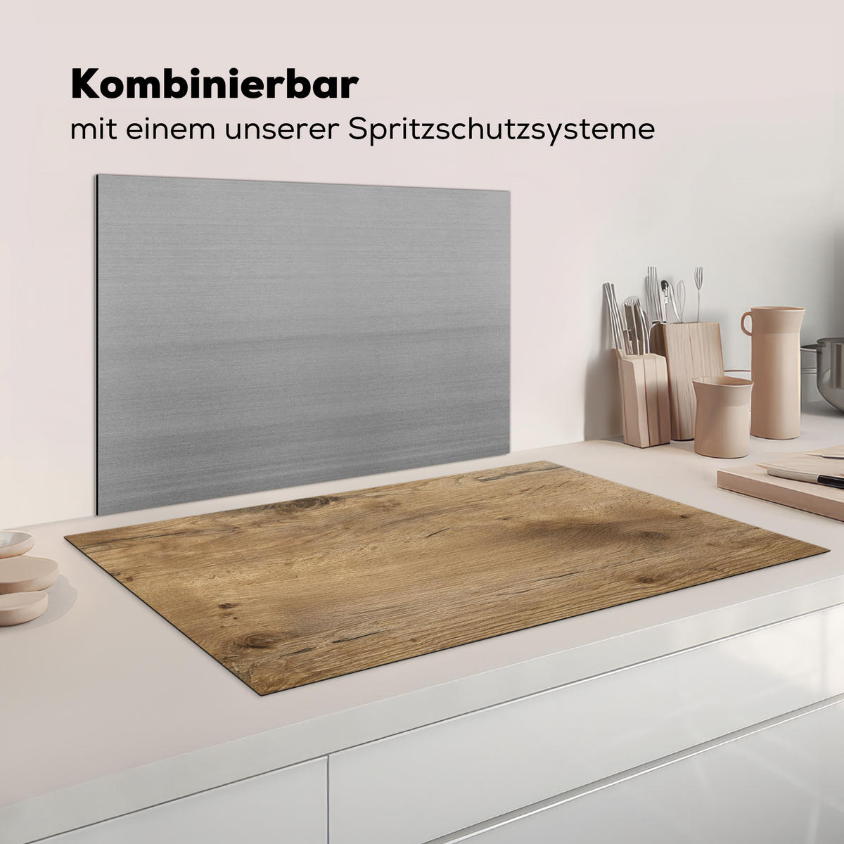 KRYT NA INDUKČNÍ DESKU Dřevo - hnědé - vzhled dřeva 90x52 cm - barva dubu, plast (90/52/0.2cm) - MuchoWow