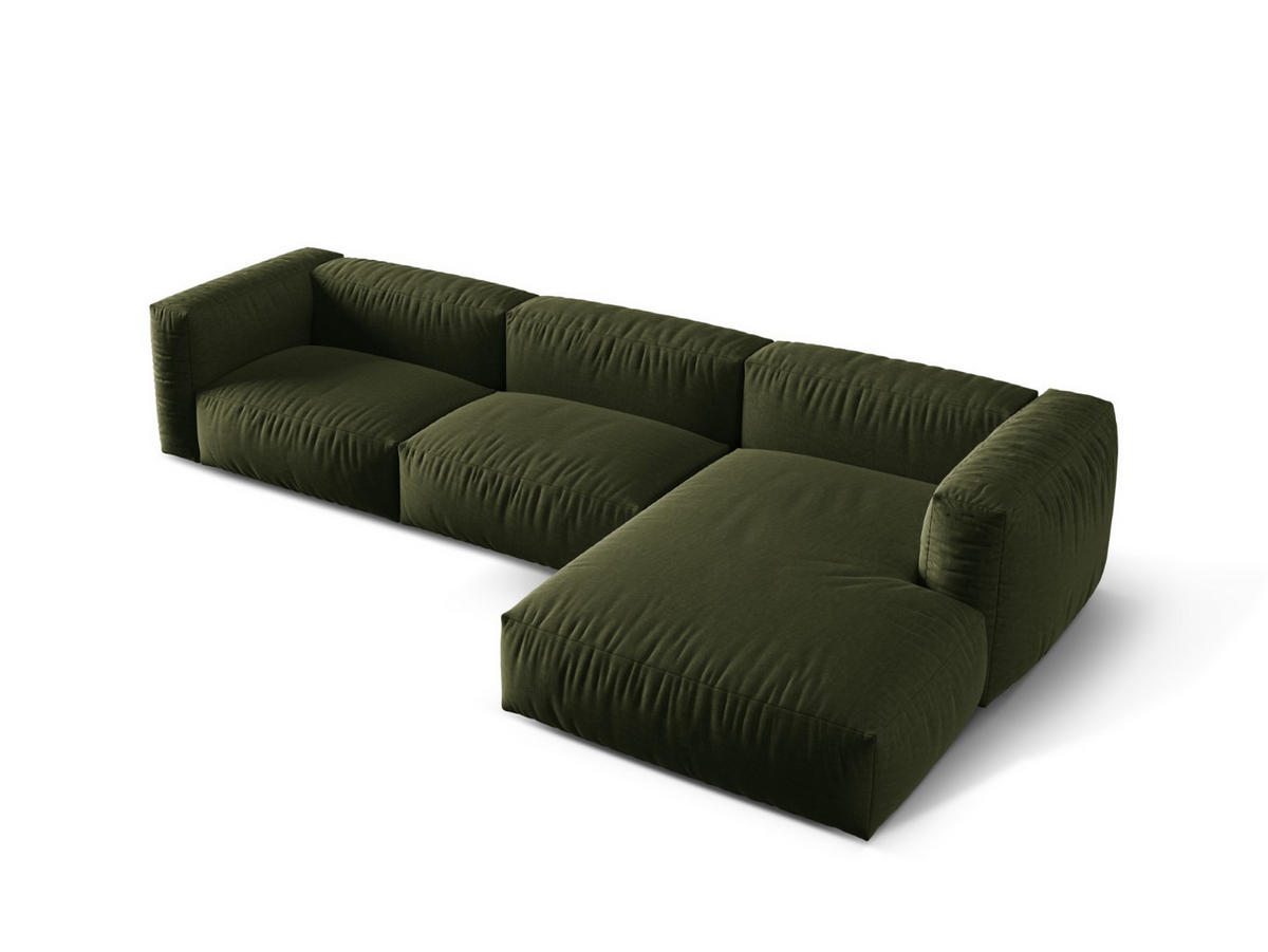 ECKSOFA modular rechts Martina aus strukturiertem Stoff grün 3 Sitzplätze - Grün, Textil (176/332cm) - Micadoni