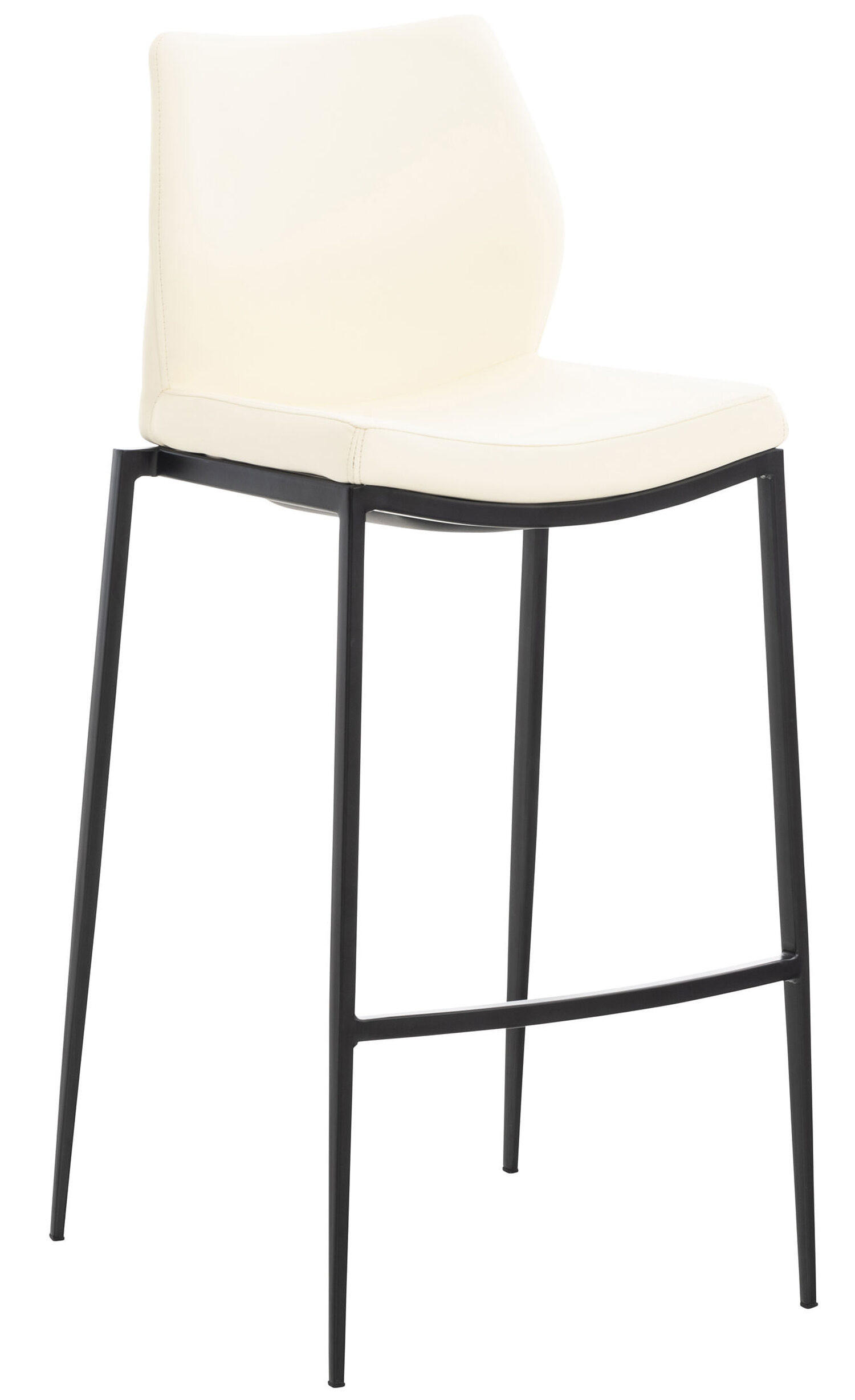 BARHOCKER Matheo, Gestell schwarz, Kunstleder Creme - Creme/Schwarz, Kunststoff/Textil (47/100/53cm) - TPFLiving