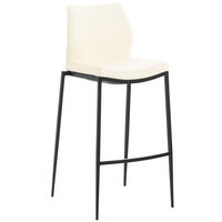 BARHOCKER Matheo, Gestell schwarz, Kunstleder Creme - Creme/Schwarz, Kunststoff/Textil (47/100/53cm) - TPFLiving