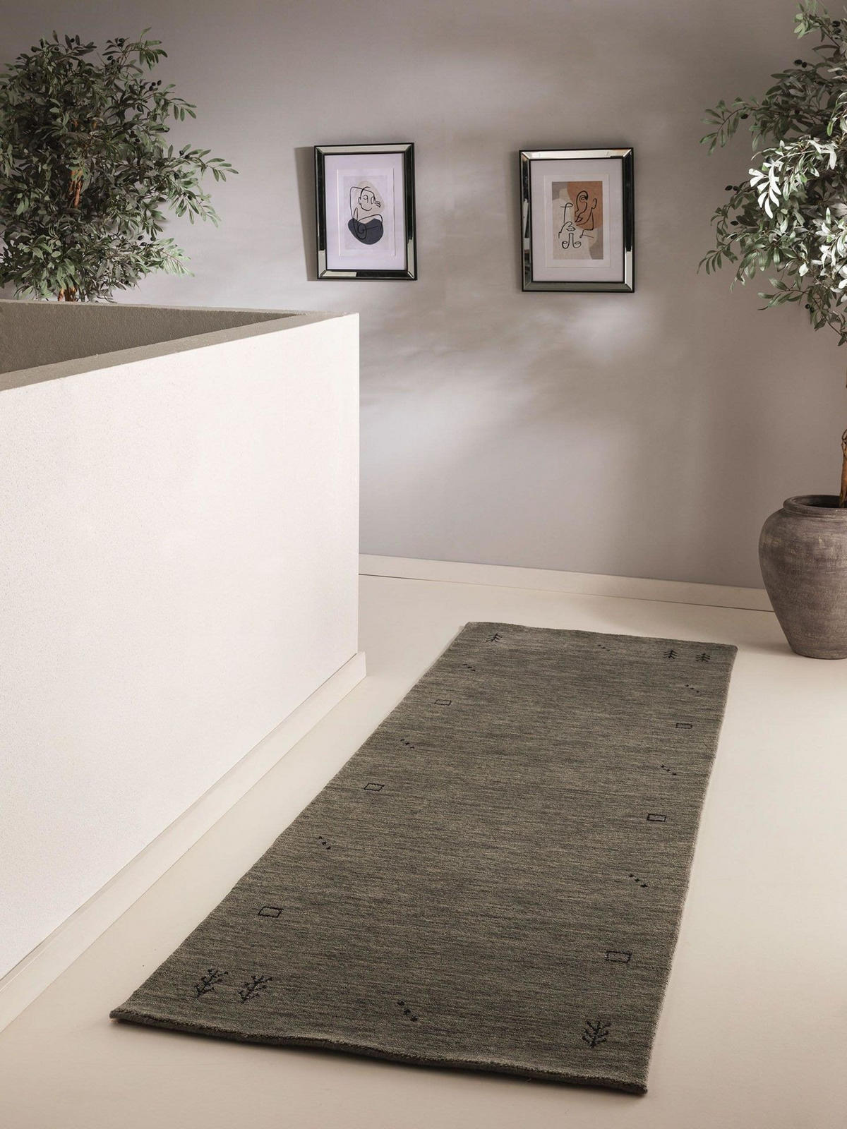WOLLTEPPICH-LÄUFER Jamal Grau 80x250 cm - Grau, Textil (80/1cm) - KUNSTLOFT