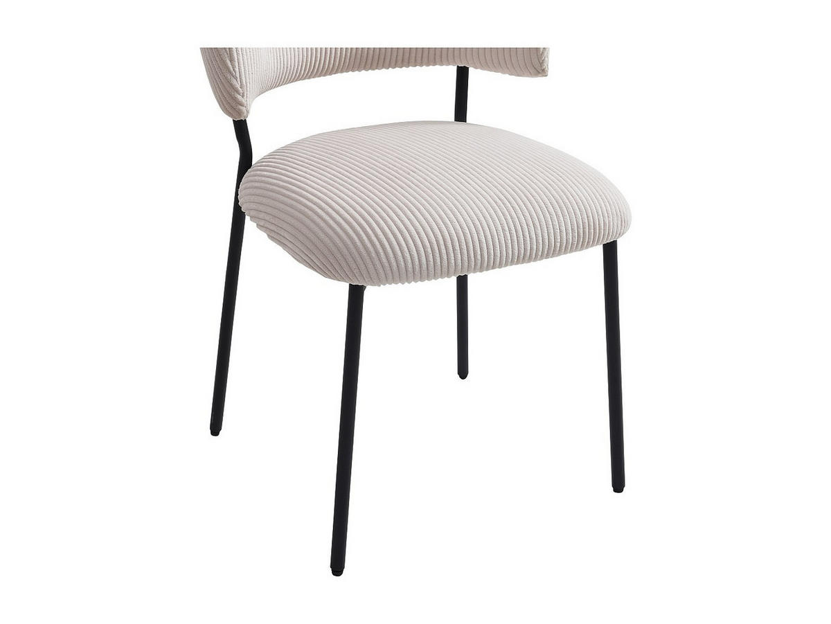 STUHL 6er-Set - Cord & schwarzes Metall - Beige - ALAYIS - Beige, Textil (60/83/53cm) - Vente-Unique