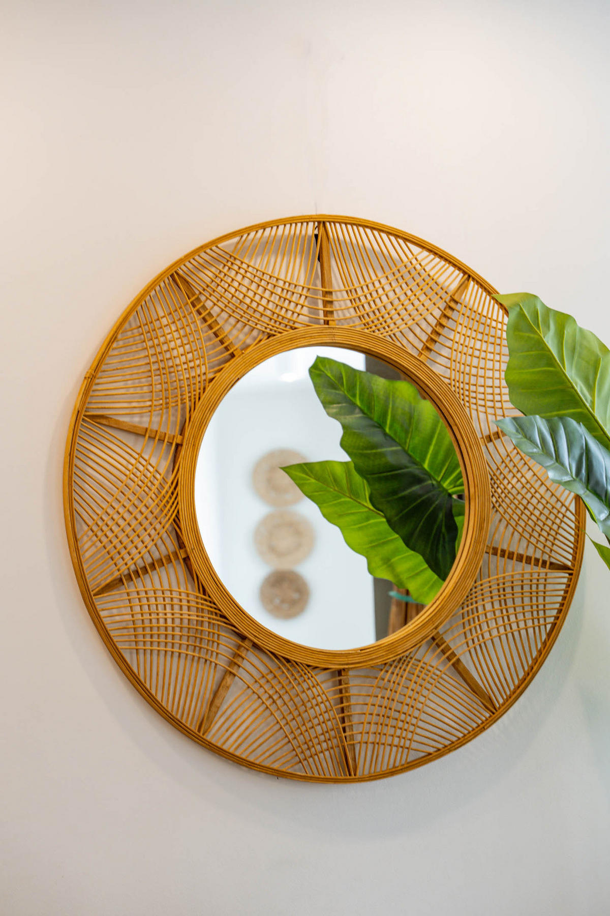BOHO-SPIEGEL mit Bambusrahmen Ina 90/90/2 cm - Beige, Holzwerkstoff (90/2/90cm) - Atmosphera Createur d´interieur