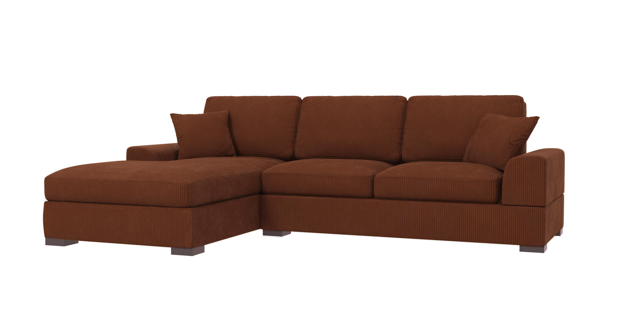 ECKSOFA Saga Terrakotta Cord - Terracotta/Schwarz, Holz/Buchenholz (306/184cm) - S-Style Möbel