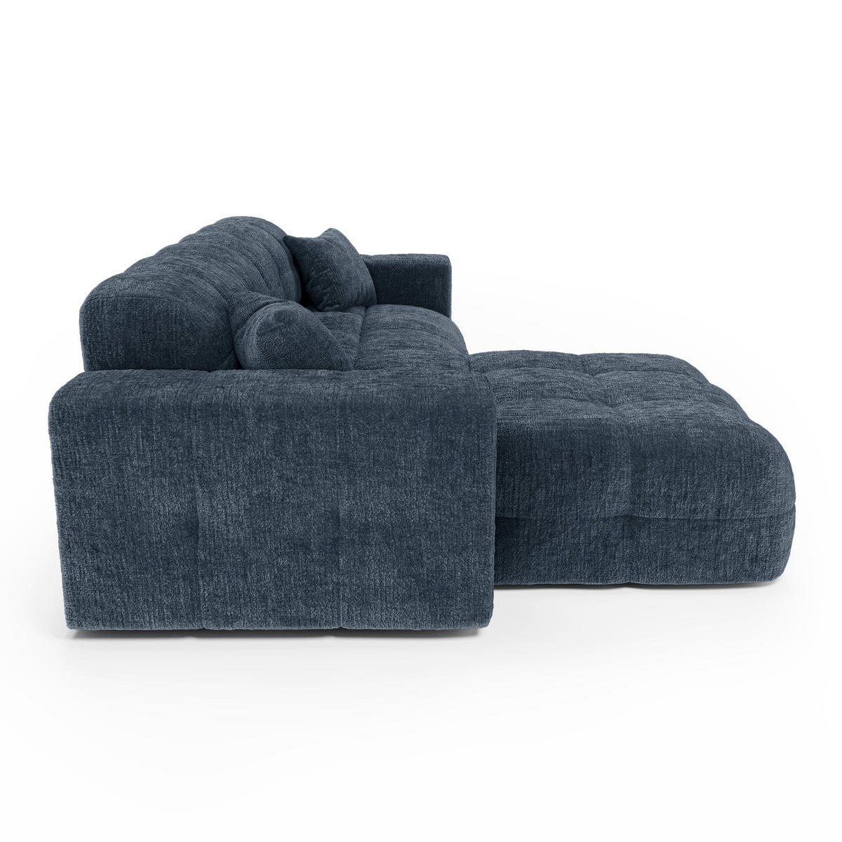 ECKSOFA (links) COCOON Geprägter Samt Mineralblau 230cm - Blau/Dunkelblau, Textil (230/155cm) - Premium Interiors