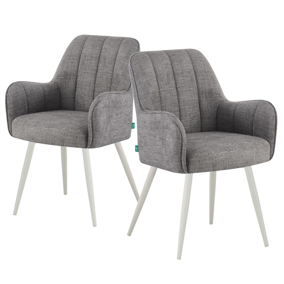 ESSZIMMERSTUHL THOMAS-MAJA 2er-Set 4-Fuss-Gestell - Weiß/Grau, Textil (58/87/62cm) - DUBI Möbel