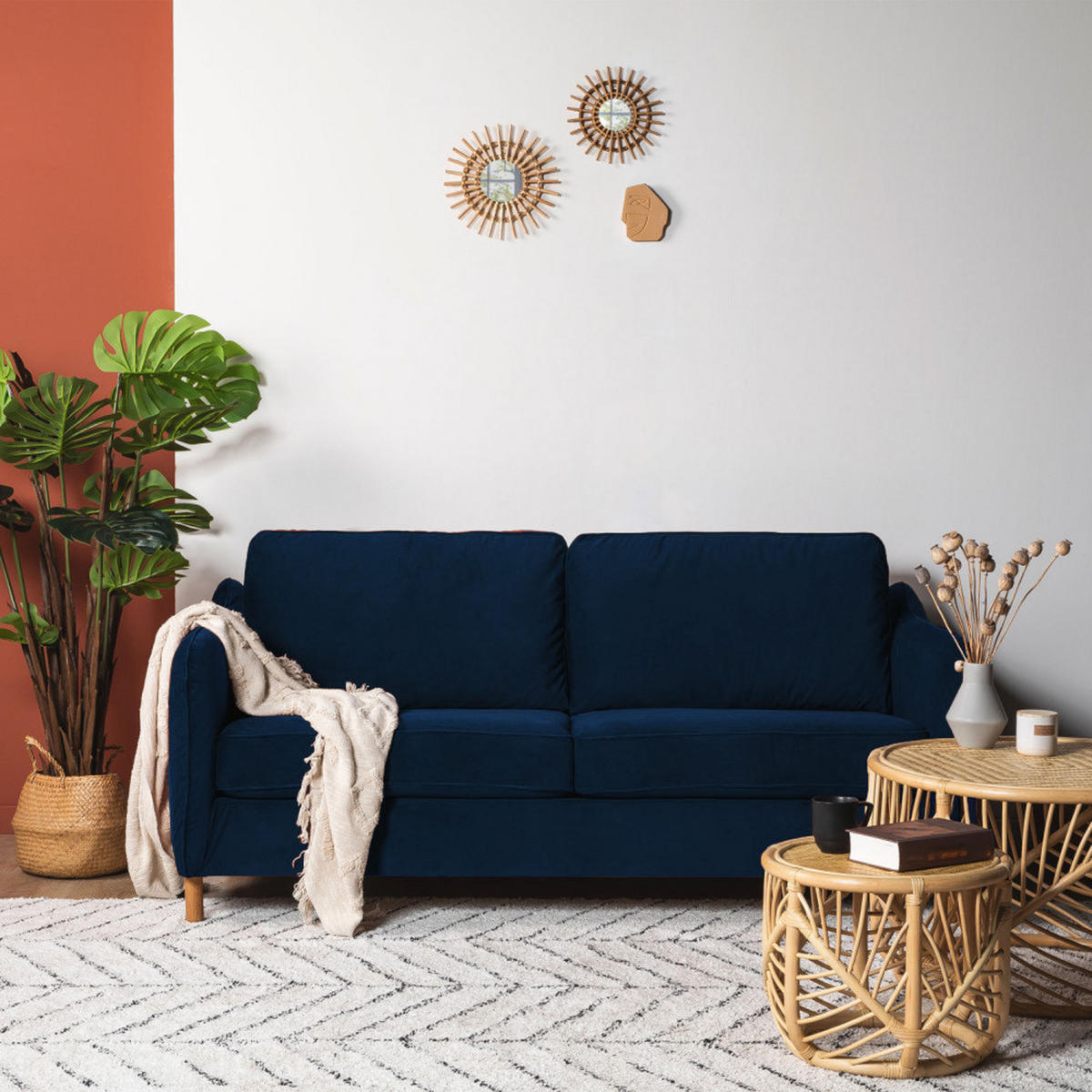 BETTSOFA - Mitternachtsblau - Dunkelblau, Textil (182/85/97cm) - Drawer