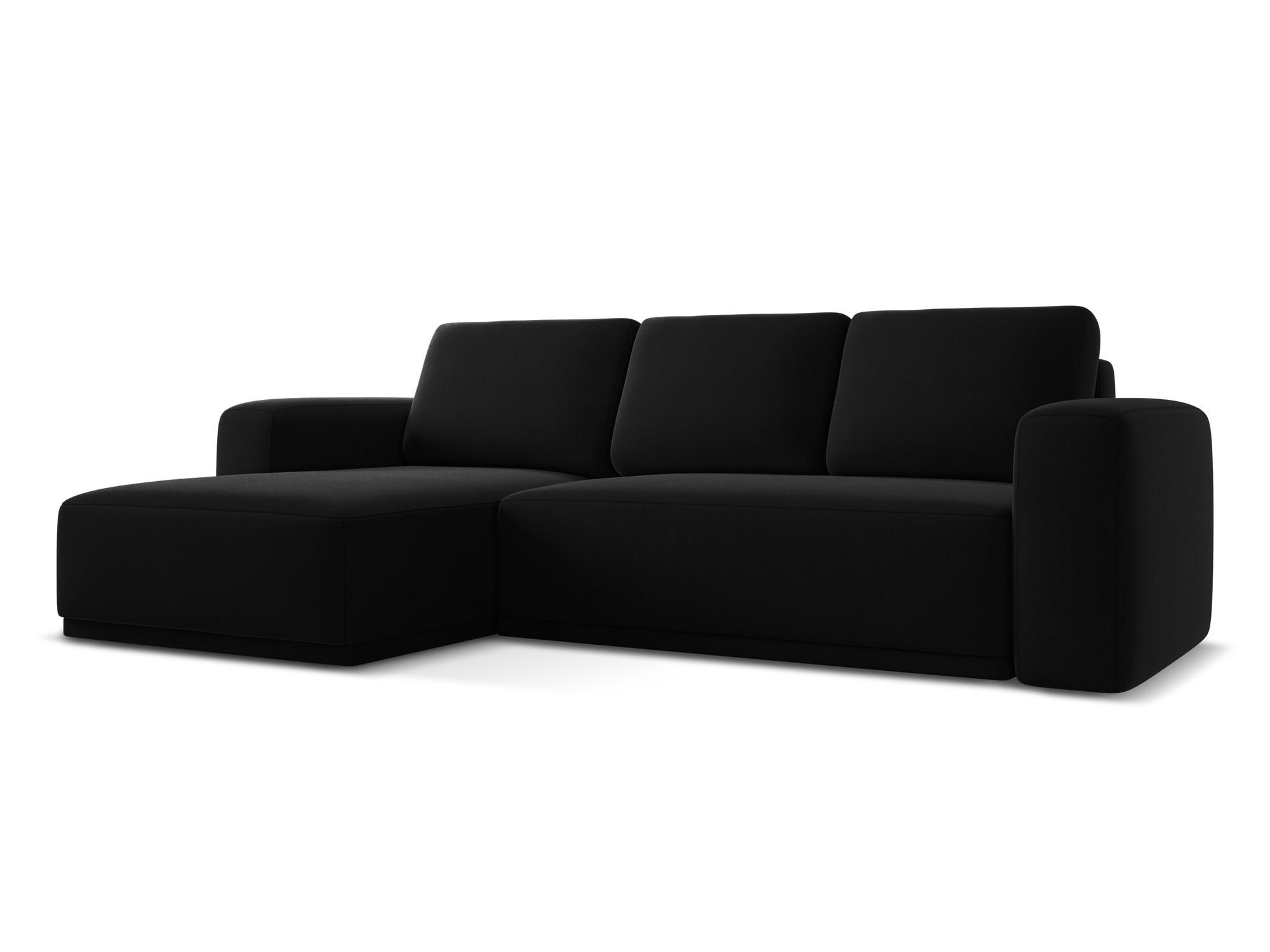 ECKSOFA mit Schlaffunktion Samt Stoff Schwarz - Schwarz, Kunststoff/Textil (258/160cm) - Makamii