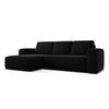 ECKSOFA mit Schlaffunktion Samt Stoff Schwarz - Schwarz, Kunststoff/Textil (258/160cm) - Makamii