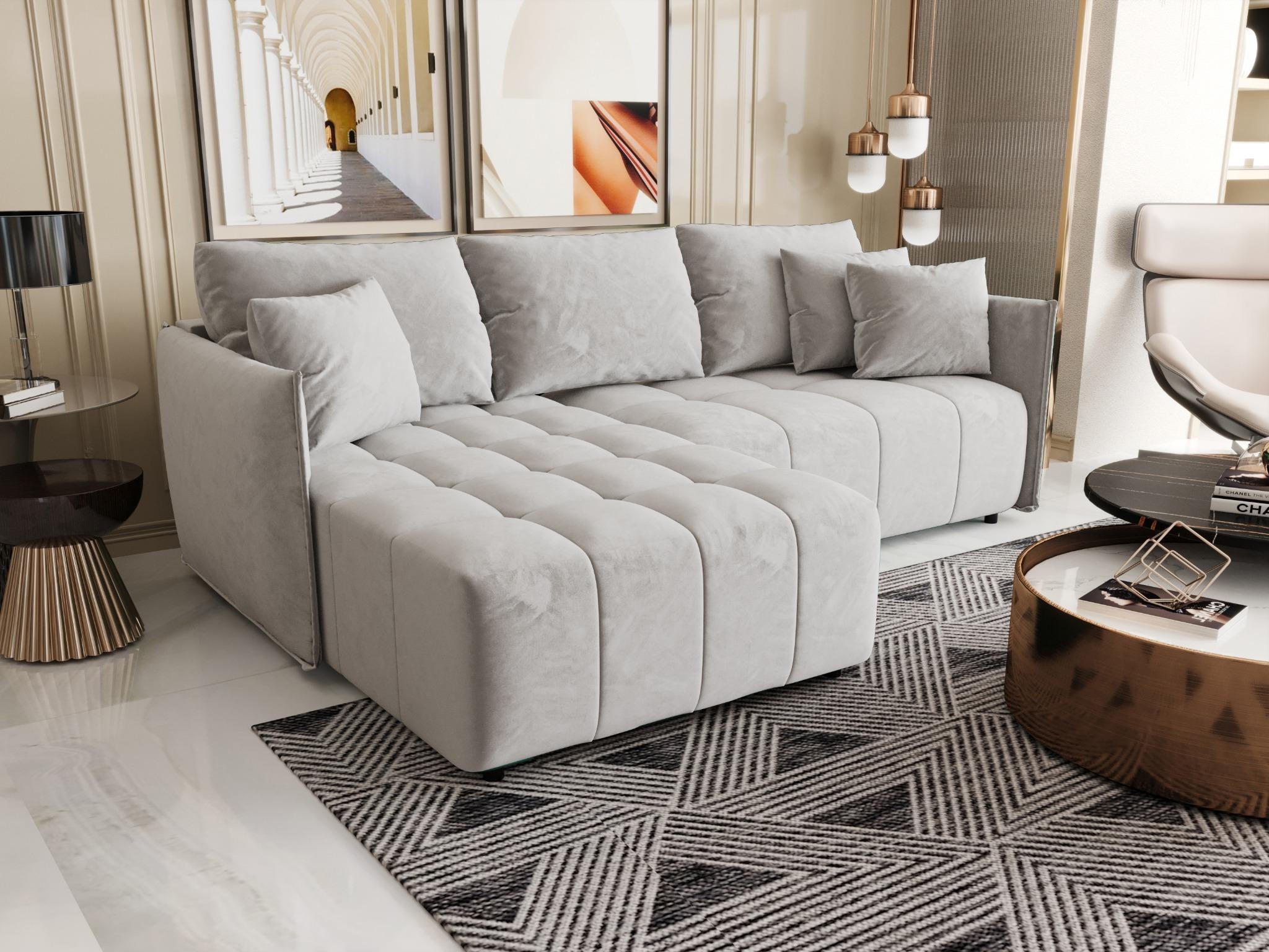 ECKSOFA mit Schlaffunktion ONIL L Monolith 84 Links - Hellgrau, Textil (245/175cm) - Bedante