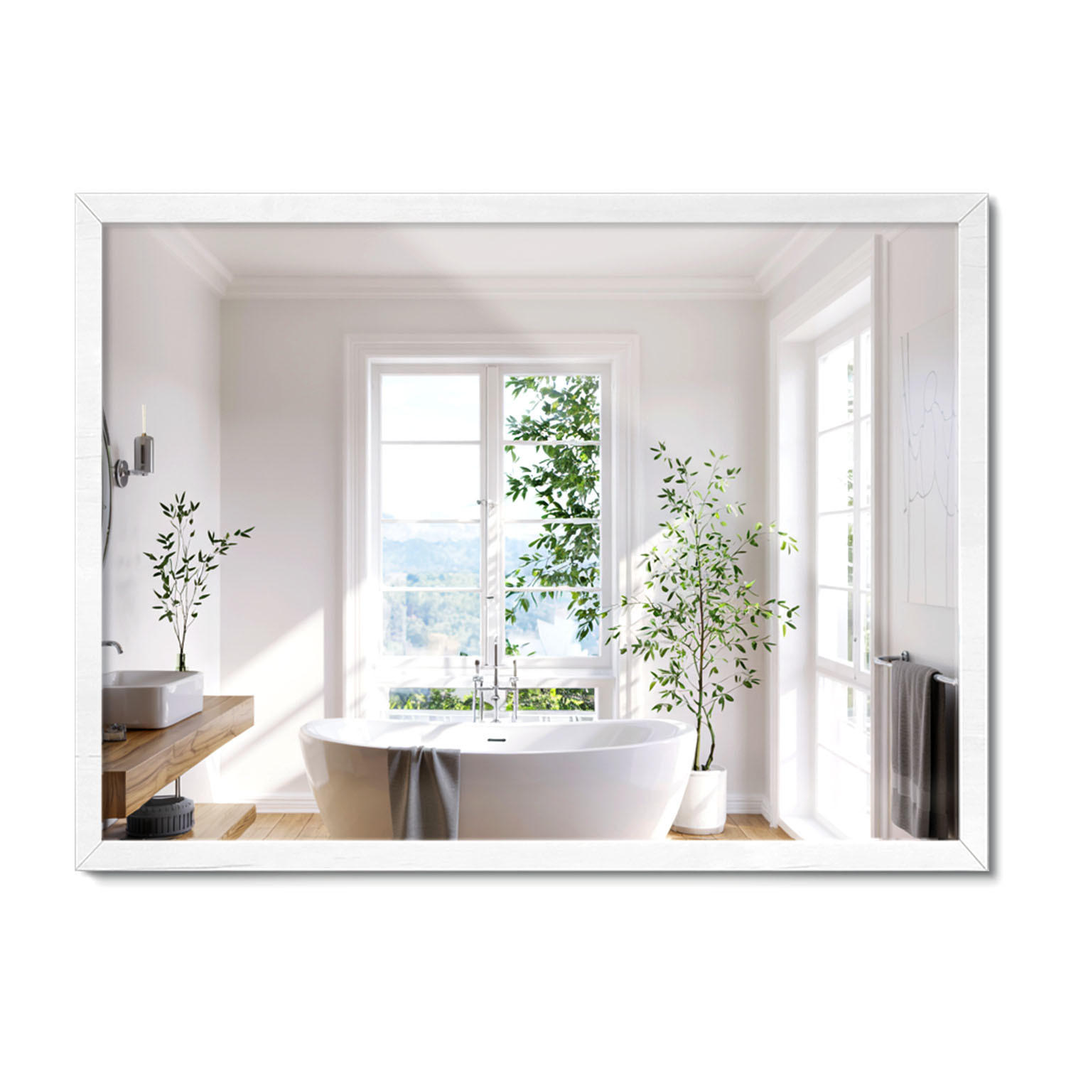 SPIEGEL 80x60cm Weißer Rahmen - Transparent, Glas (80/60/0.4cm) - Wallfluent