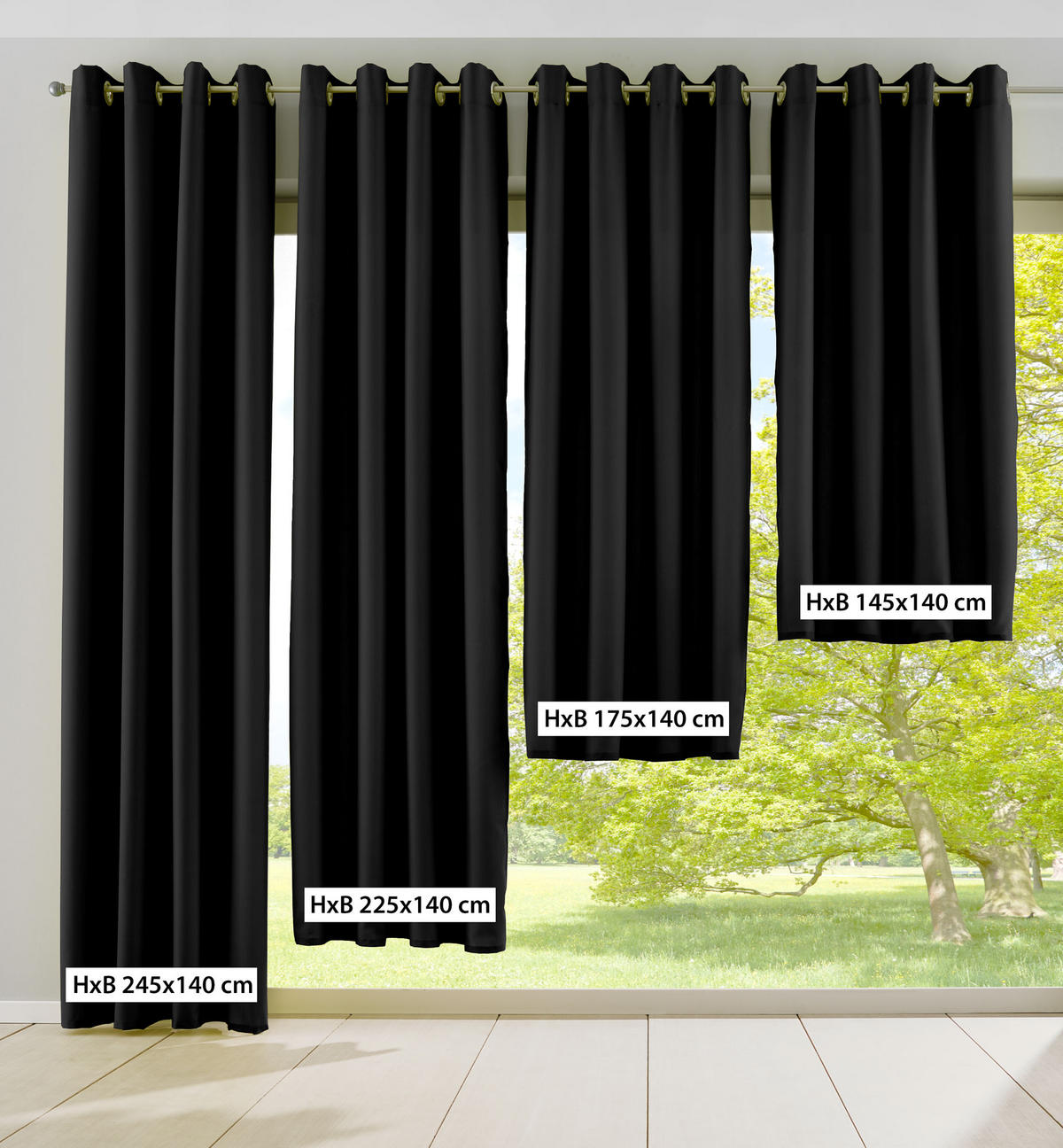 VORHANG PALERMO HxB 145x140 cm Schwarz - Schwarz, Textil (140/145/1cm) - Gardinenbox