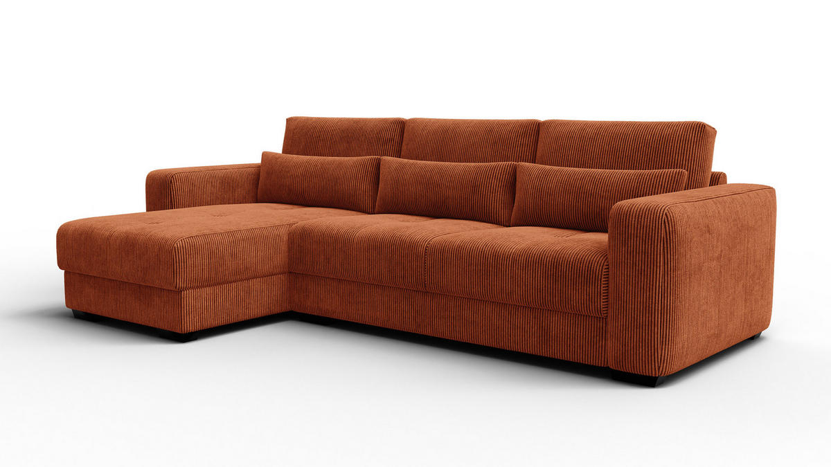 ECKSOFA OLI 4-Sitzer links, orange - Orange, Holz/Textil (295/172cm) - Courtois Laville