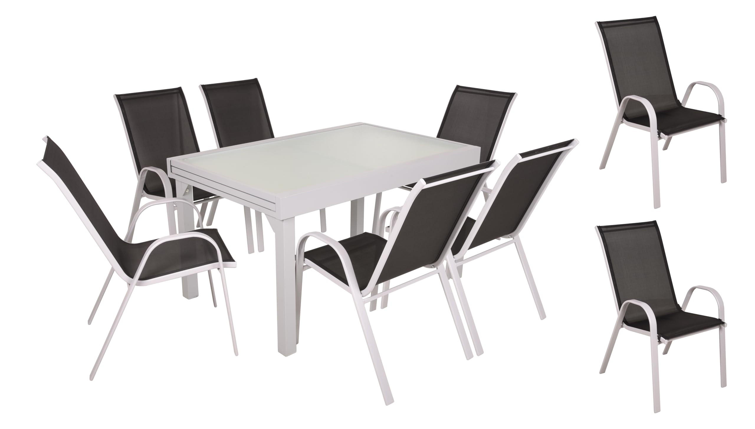 GARTEN-SITZGRUPPE Silke 9-teilig Gartenmöbel-Set - Schwarz, Kunststoff - DELUKE