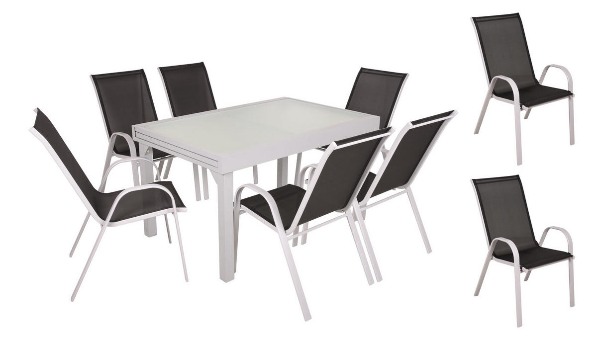 GARTEN-SITZGRUPPE Silke 9-teilig Gartenmöbel-Set - Schwarz, Kunststoff - DELUKE