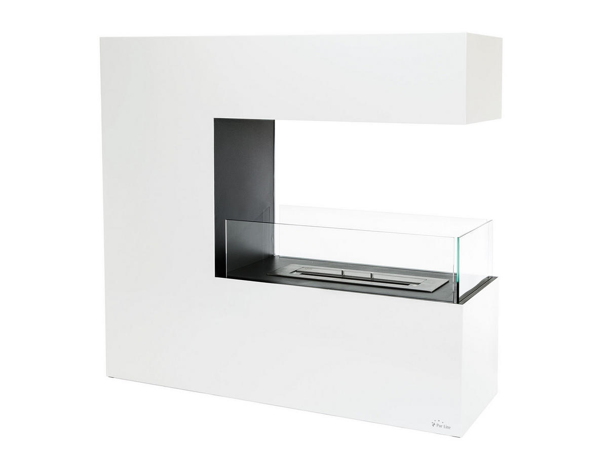 BIOETHANOL-KAMIN Weiß Bodenmodell inklusive 2.2 L Brennblock - Weiß, Metall (100/90/35cm) - Purline