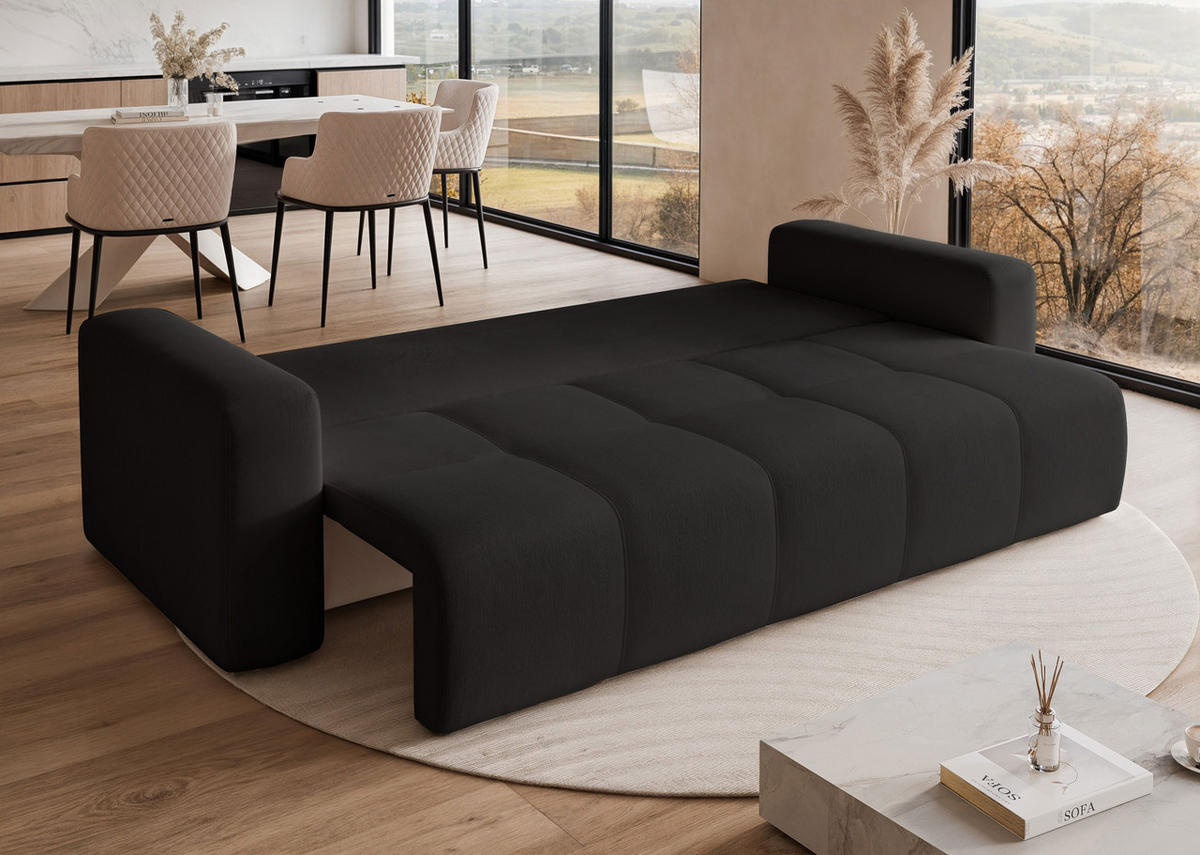SCHLAFSOFA PEDRO mit Bettkasten Schwarz - Schwarz, Holzwerkstoff/Kunststoff (244/79/93cm) - Idohome