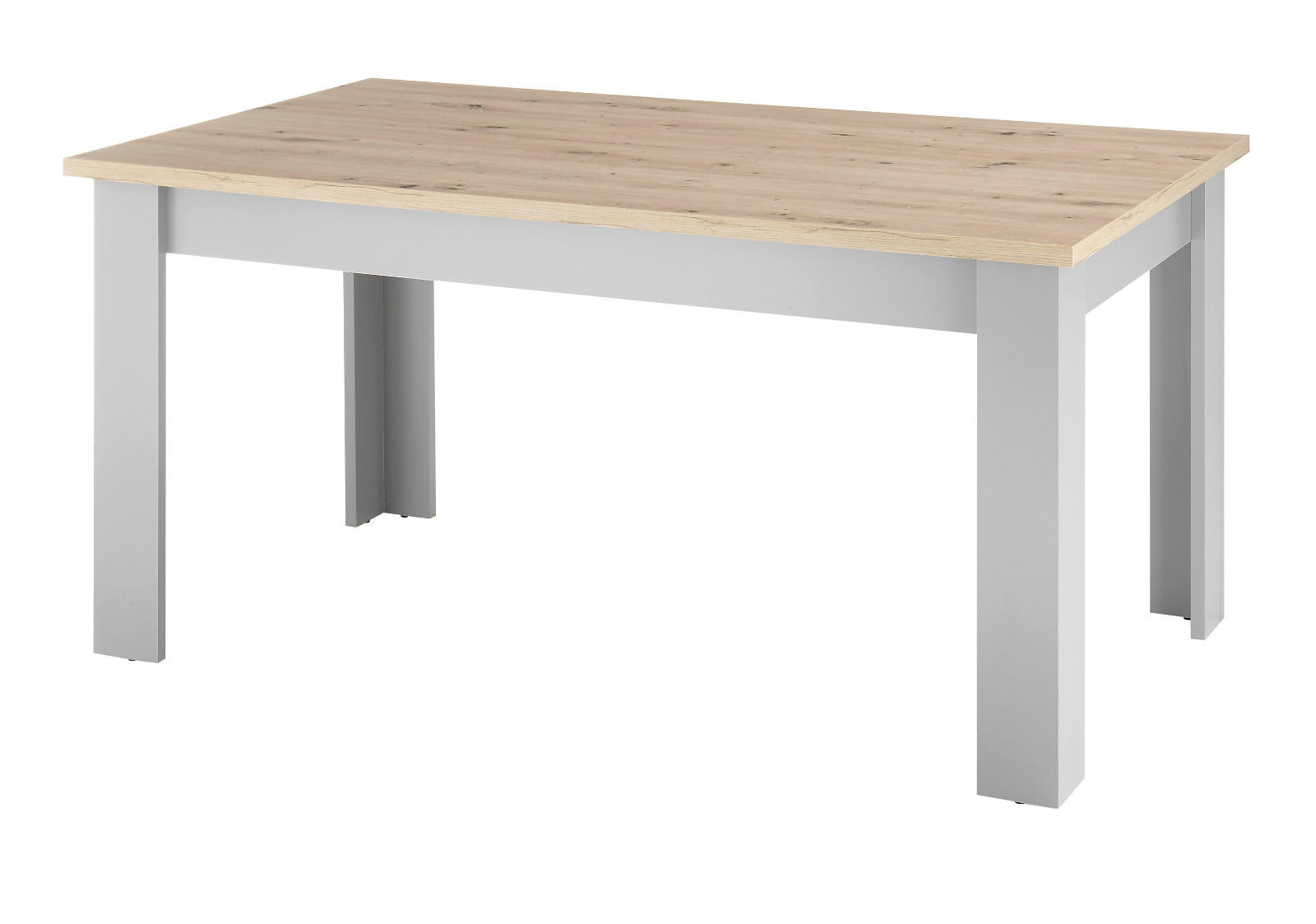 ESSTISCH grau, Artisan Eiche 160 x 90 cm, Küchentisch im Landhaus-Stil - Hellgrau/Eiche Artisan, Holzwerkstoff (160/90/76cm) - Furn.Design