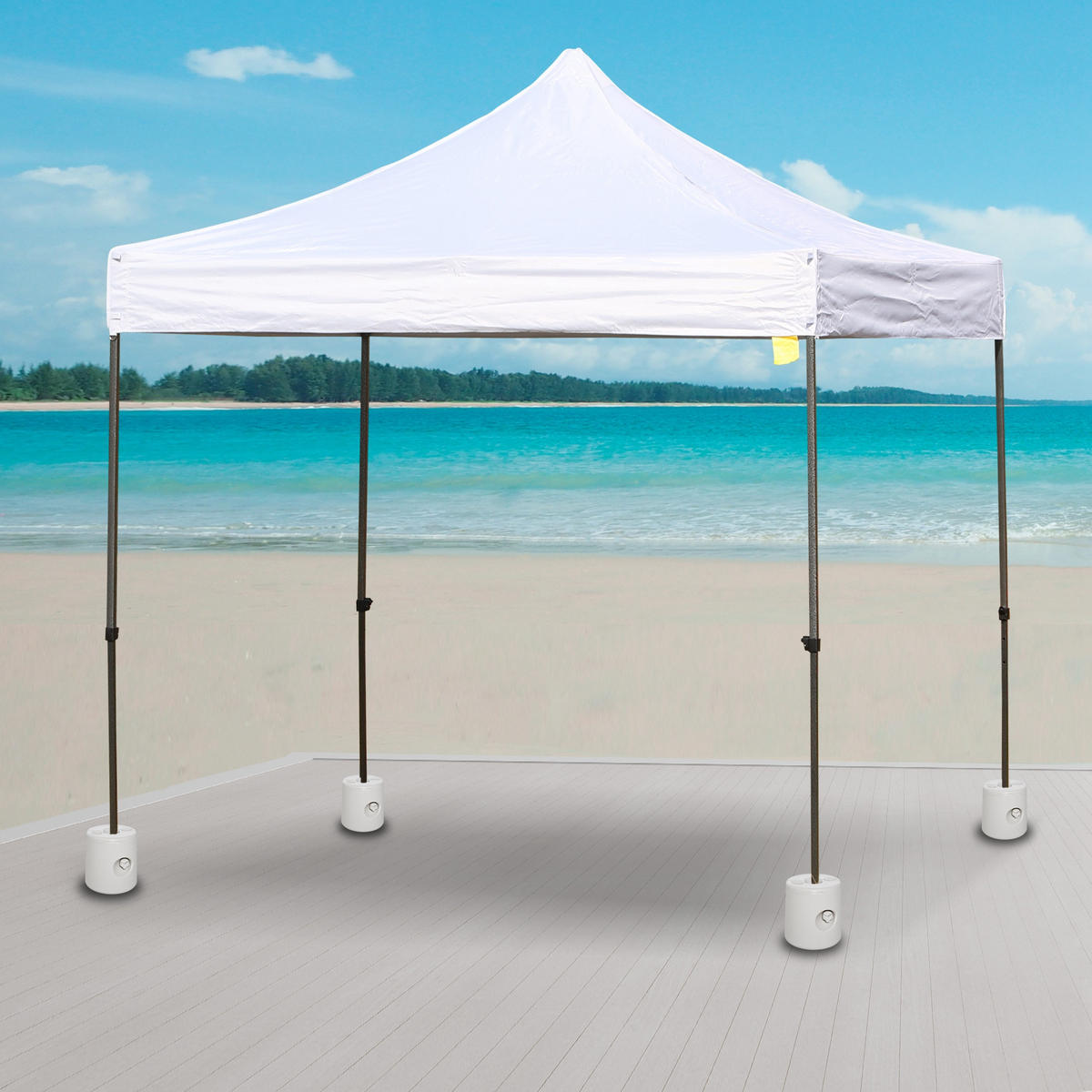 STANDFUSS 4er-Set, Standsicherung Partyzelt Befüllung mit Wasser/Sand PE ∅24xH25cm - Weiß, Kunststoff (24/22cm) - Outsunny