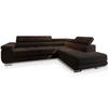 ECKSOFA SELVA R-S Braun Velours-Stoff mit Schlaffunktion - Braun, Holz (275/202cm) - MASSENO