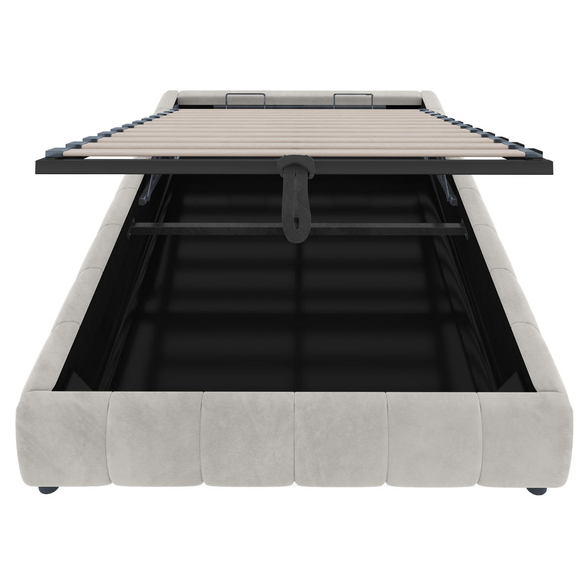 POLSTERBETT mit Stauraum und LED 140x200 cm Beige - Beige, Metall (140/200cm) - Meubliv