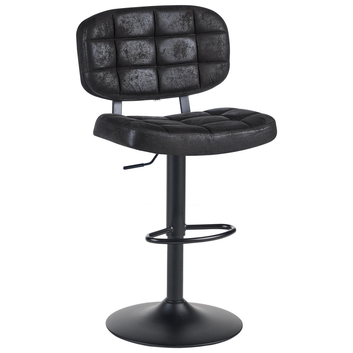 BARHOCKER 2er-Set Kunstwildleder drehbar Schwarz Tilton - Schwarz, Textil (49/96/42cm) - Beliani