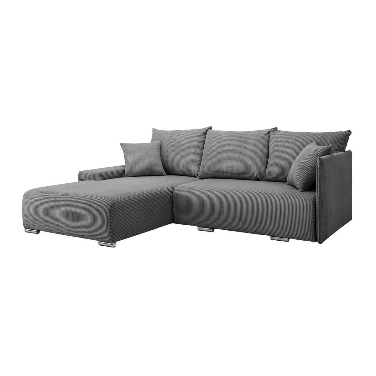 ECKSOFA TRAWANGA L mit Schlaffunktion, Grau - Grau, Textil (246/188cm) - Fedve