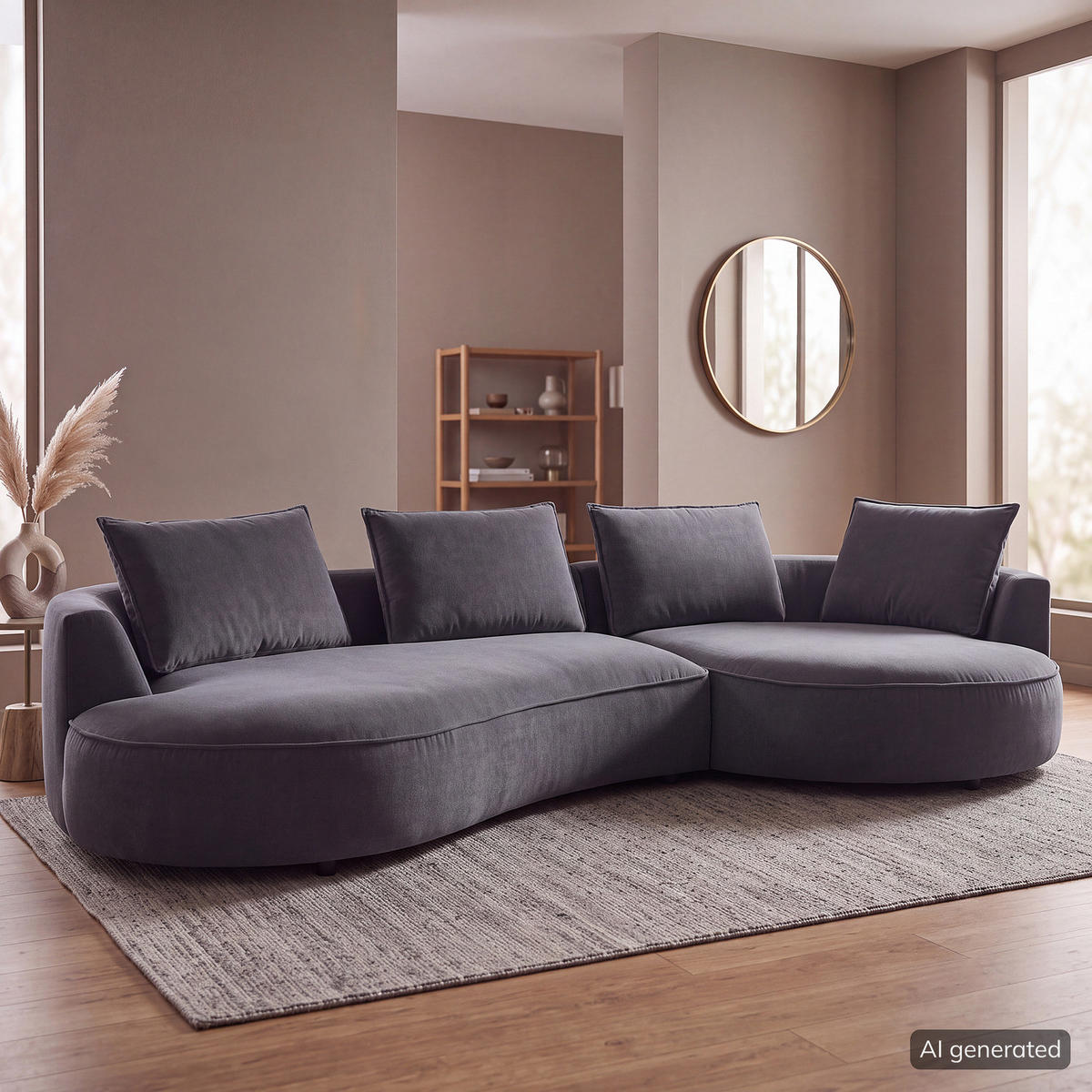BIGSOFA - Grau, Kunststoff/Textil (322/82/154cm) - home24