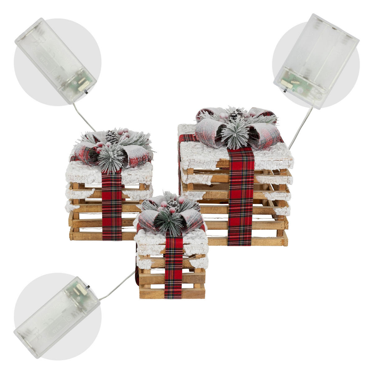 WEIHNACHT Geschenkset - Braun, Holz (26/28/26cm) - ECD-Germany