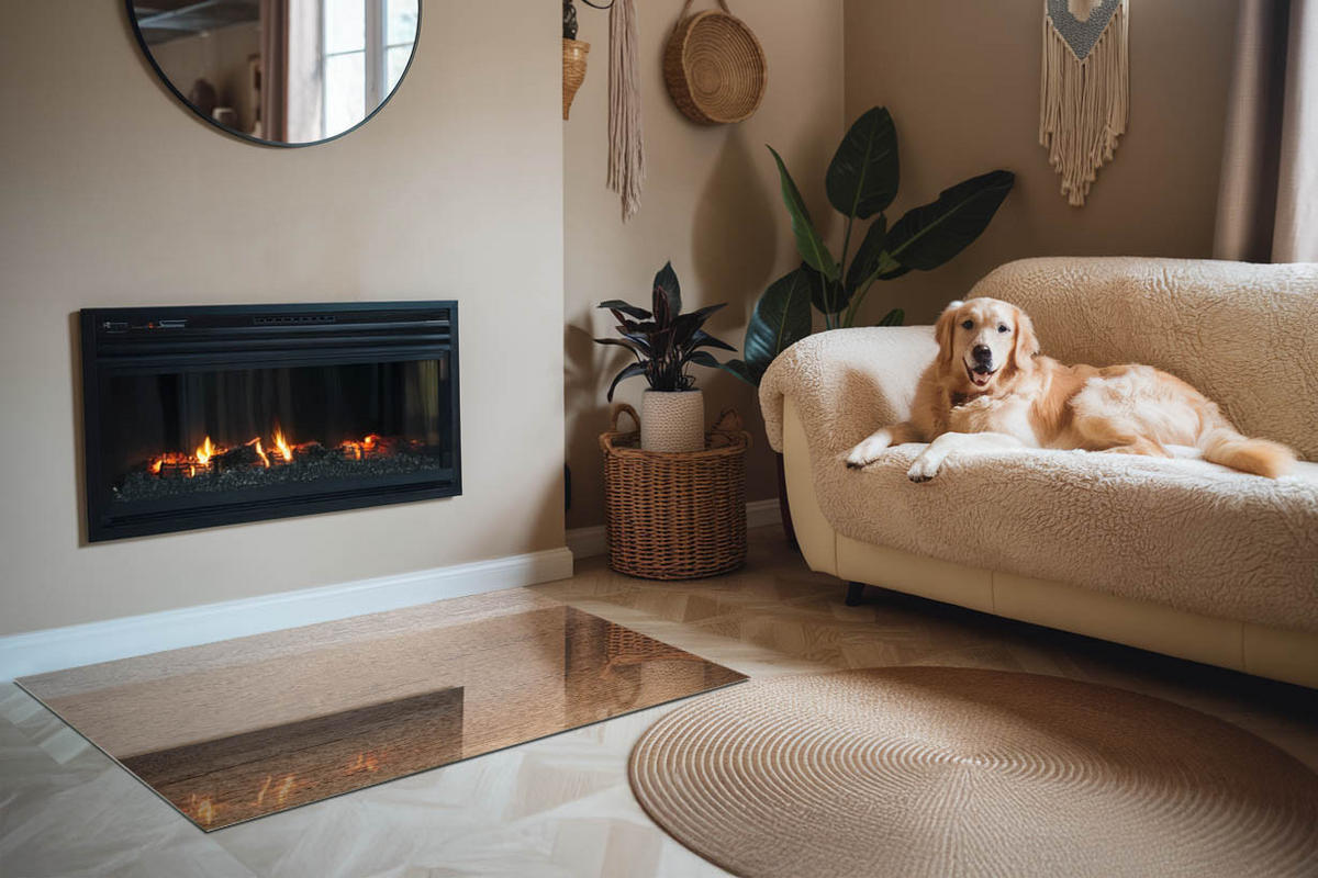 GLASPLATTE für Kamin 120x80 cm Braun - Braun, Glas (120/80/0.4cm) - ArtPrintCave