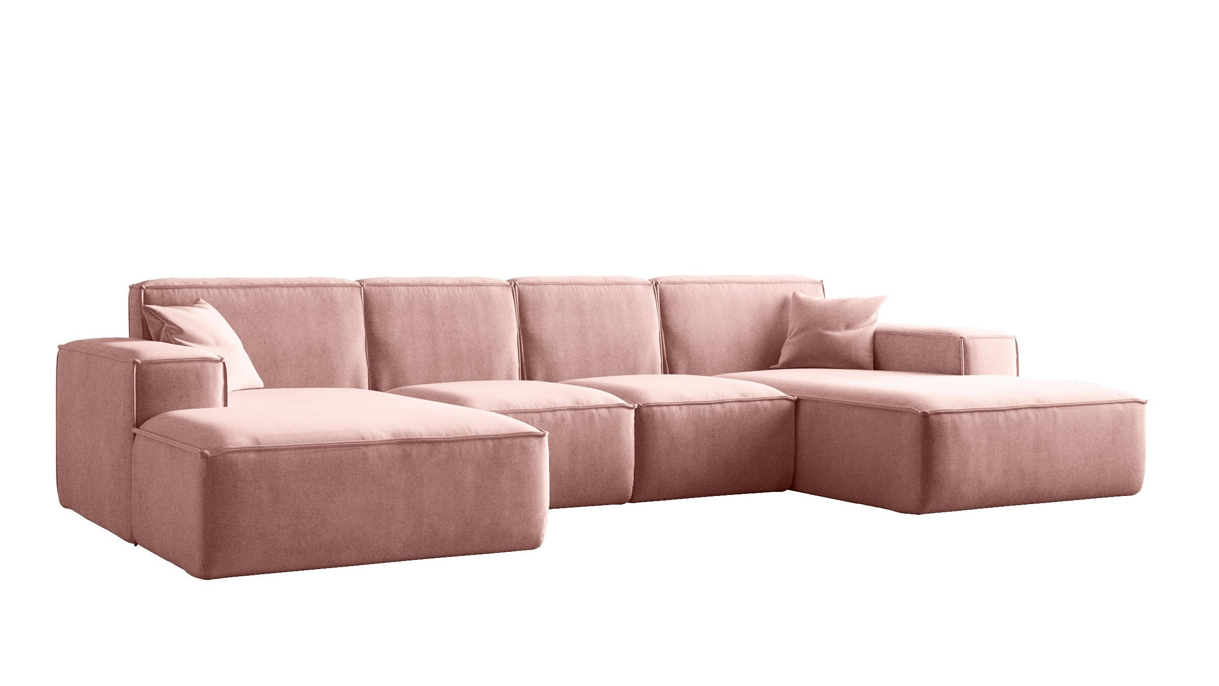 ECKSOFA U-Form Siena, U-förmiges Ecksofa, Stoff Salvador Rosa - Rosa, Holz/Textil (344/165cm) - Kaiser Möbel