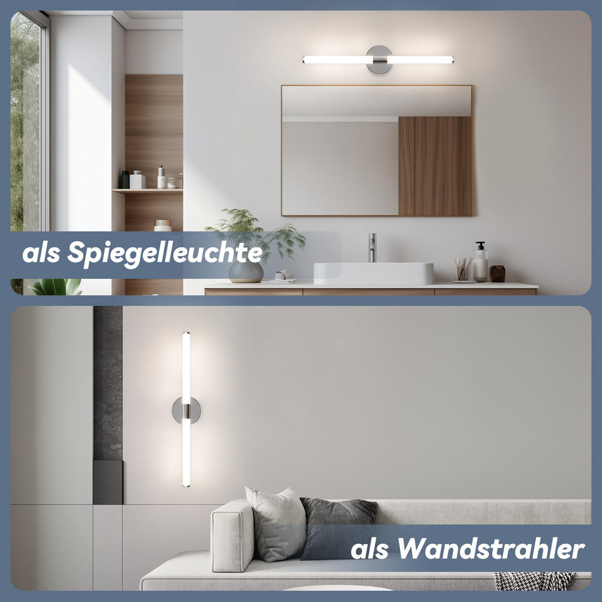 SPIEGELLEUCHTE Vryxelk 12/6.6/60 cm - Chromfarben, Kunststoff (60/12/6.6cm) - ZMH