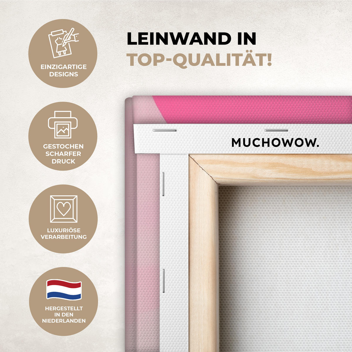 LEINWANDBILD Obst - Abstrakter Hintergrund - Rosa Wanddeko Schlafzimmer 60x90 cm - Pink, Textil (60/90cm) - MuchoWow