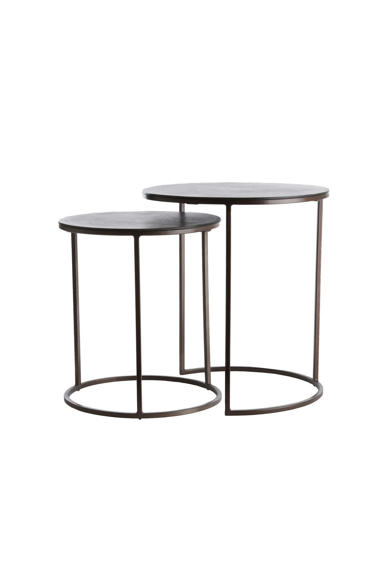 BEISTELLTISCH Talca Braun Ø49/52 cm 2er-Set - Braun, Metall (49/49/52cm) - Light & Living