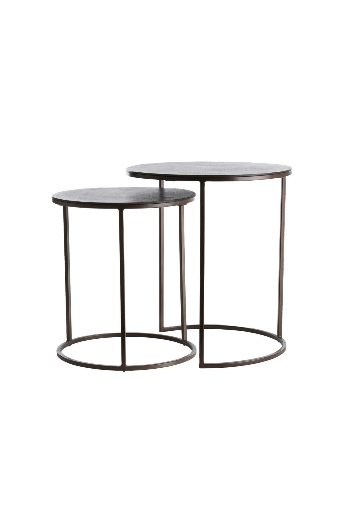 BEISTELLTISCH Talca Braun Ø49/52 cm 2er-Set - Braun, Metall (49/49/52cm) - Light & Living
