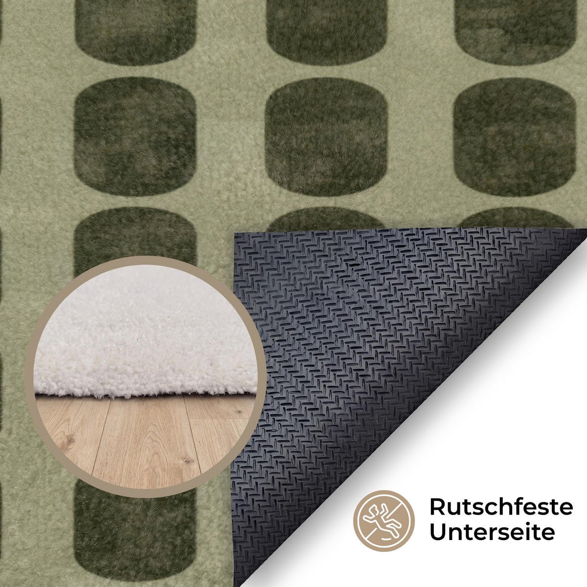 KOBERCE - Rytmické - Impact - Zelené - 140x200 cm - olivovozelená, textil/plast (140/0.4cm) - OnlyWow