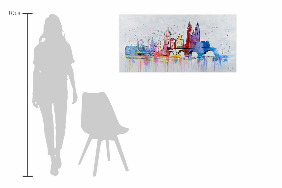 RUČNE MAĽOVANÝ AKRYLOVÝ OBRAZ 120/60 cm, sivý, krajinný motív - sivá, drevo/textil (120/60cm) - KUNSTLOFT