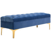 SITZBANK Bettbank Schuhbank mit erhöhten Beine Schlafzimmer Samt Blau - Blau, Kunststoff (45/42/118cm) - HOMCOM