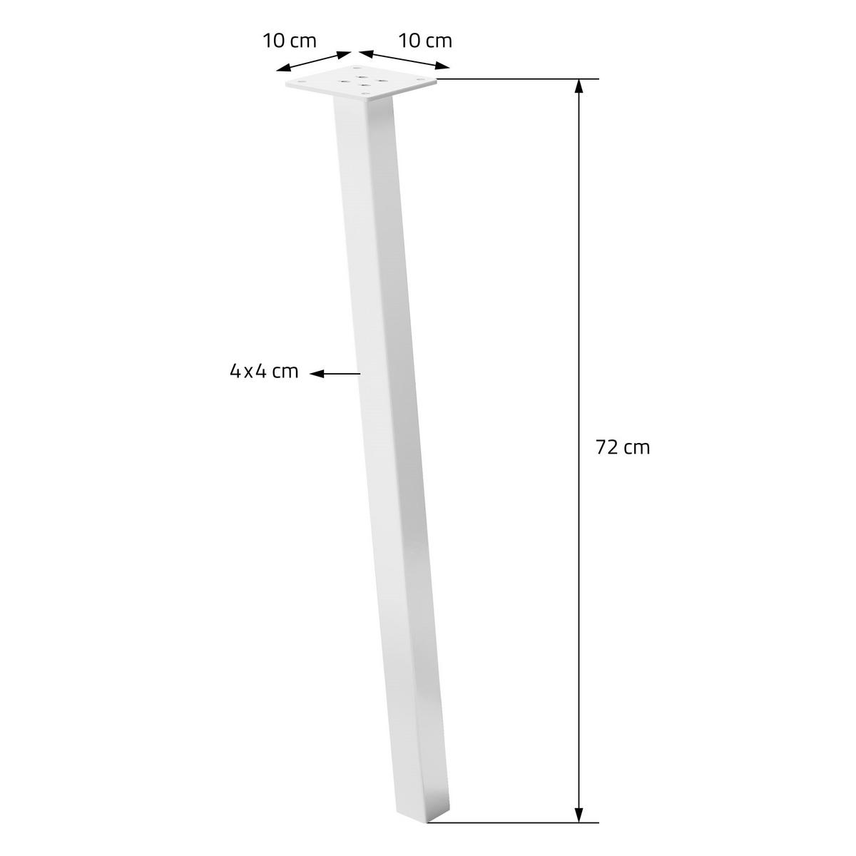 TISCHBEINE 4er Set I-96GRAD-Design H:72 cm Weiß 4x4 cm - Weiß, Metall (4/72/4cm) - ML-DESIGN