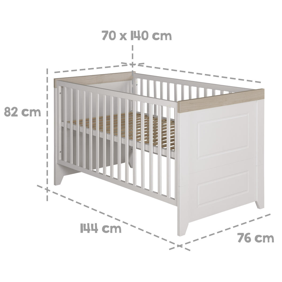 BABYBETT Felicia 70 x 140 cm - Weiß, Holzwerkstoff (70/140cm) - Roba