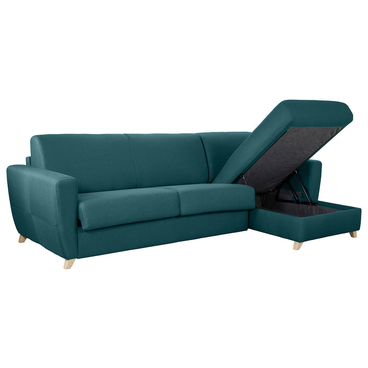 ECKSOFA Wende Konvertierbar Entenblau GRAHAM - Blau, Textil (152/280cm) - Miliboo