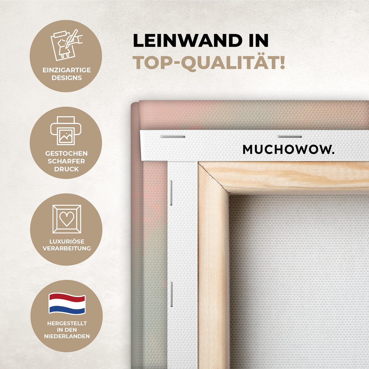 LEINWANDBILD Rotkehlchen - Zierpflanze - Blütenzweig 20x20 cm - Hellrosa, Textil (20/20cm) - MuchoWow