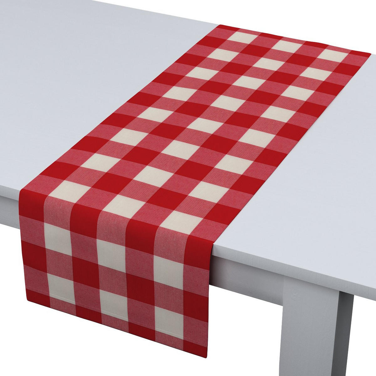 TISCHLÄUFER Quadro, weiß und rot, 40x130 cm - Rot, Textil (40/130cm) - Dekoria