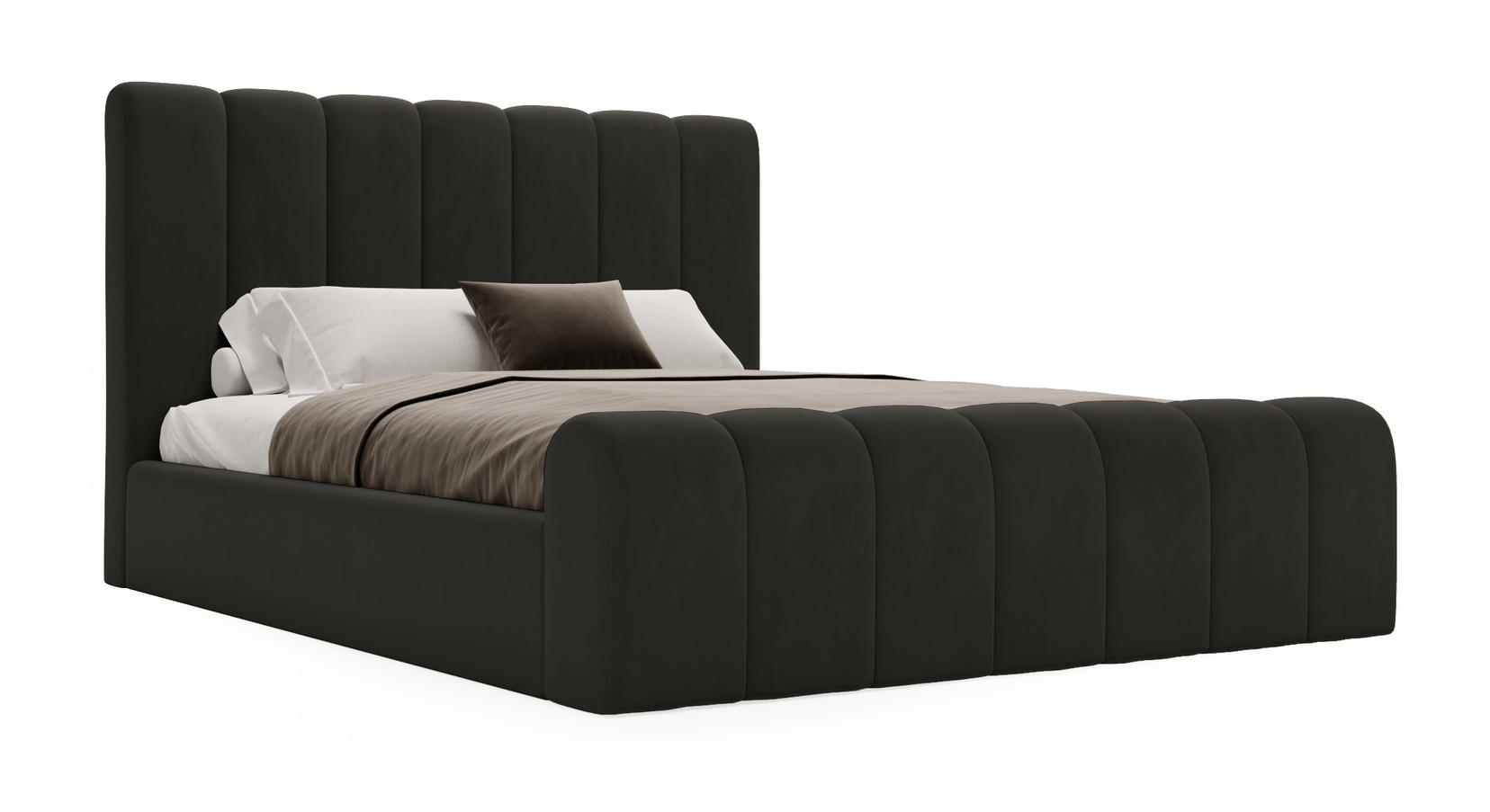 DOPPELBETT 180x200 Valetta mit Bettkasten, Velvet Schwarz - Schwarz, Holz/Textil (180/200cm) - Emporius