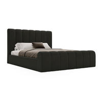 DOPPELBETT 200x200 Valetta mit Bettkasten, Velvet Schwarz - Schwarz, Holz/Textil (200/200cm) - Emporius