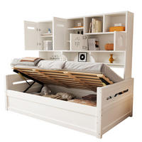 SCHLAFSOFA 90/200 cm in Weiß mit Stauraum, Regal und Bettkasten - Weiß, Holz/Holzwerkstoff (90/200cm) - CHICFURN