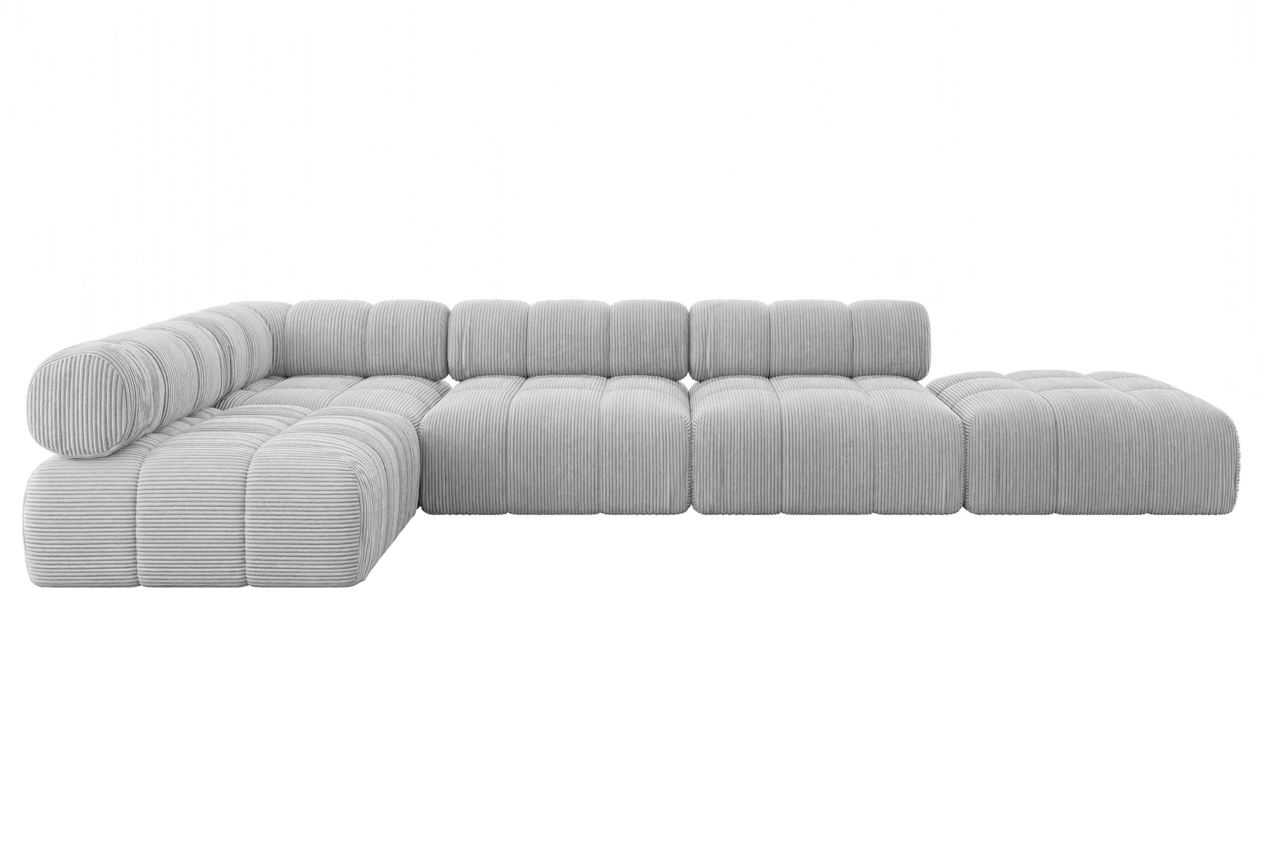 ECKSOFA modulares Sofa Favio-L2 - 380x190x70 cm Grau Cord - Grau, Holzwerkstoff/Textil (380/190cm) - ALTDECOR