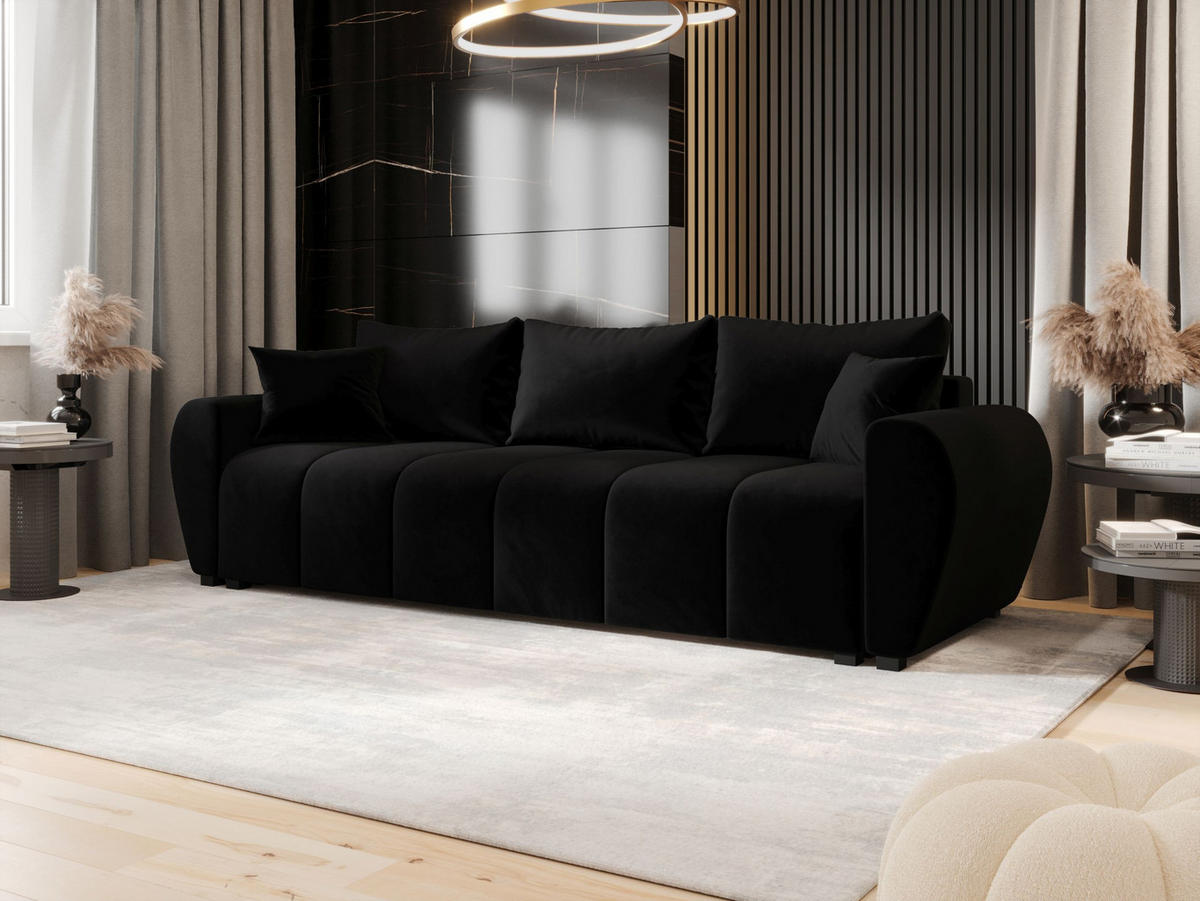 SOFA MOLISA mit Schlaffunktion ITAKA 15 mit Stauraum - Schwarz, Textil (86/82/246cm) - Bedante