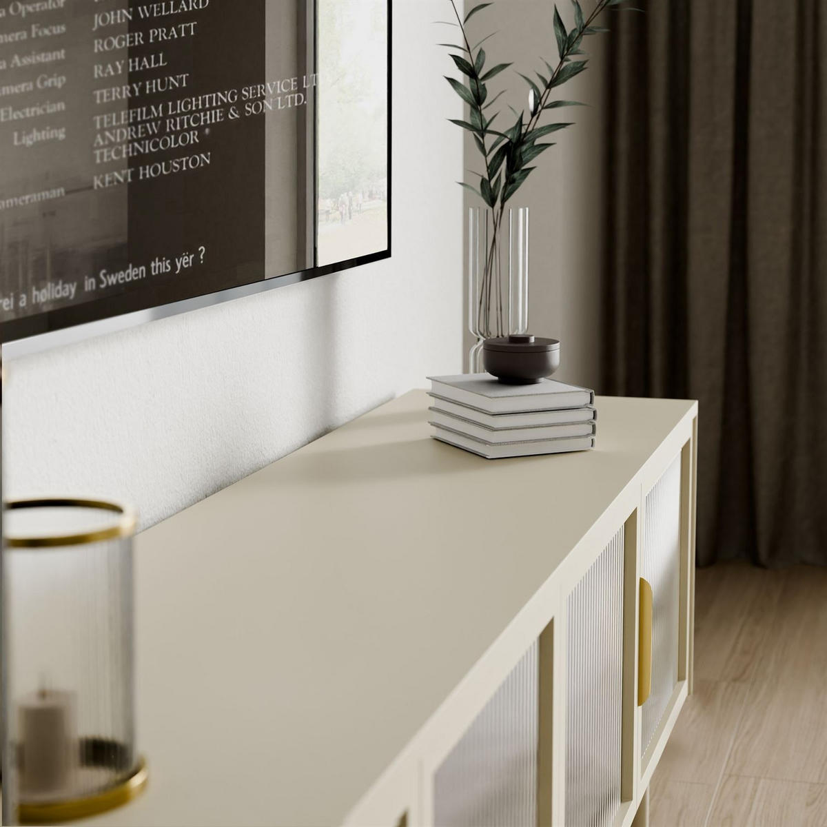 TV-ELEMENT LINEA mit LED-Beleuchtung Kaschmir - Kaschmir, Holzwerkstoff (181/62/39cm) - Lookway