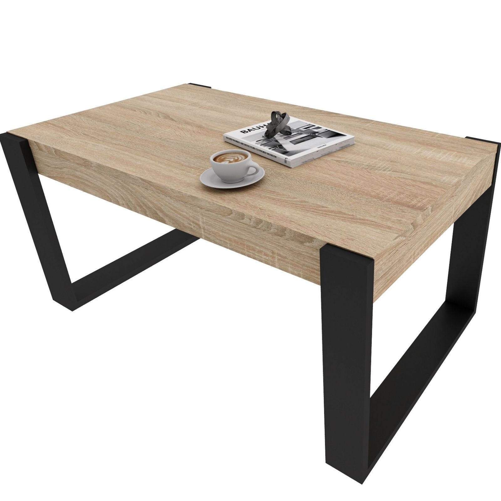 COUCHTISCH Karo II 92/44/54 - Schwarz/Sonoma Eiche, Holzwerkstoff (54/92/44cm) - RAUMHIRSCH FURNITURE